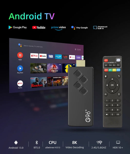 G96 Tv stick Q2 Android13 Smart TV Stick Netflix IATV 4K HDR10+ Dual 2.4G5GWifi Youtube Streaming Media player