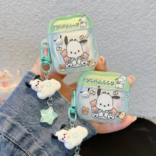 Cute Cartoon Sanrio Pochacco Earphone Case For Airpods 1 2 3 4 Pro 2 Wireless Bluetooth Headset Protective Cover With Pendant