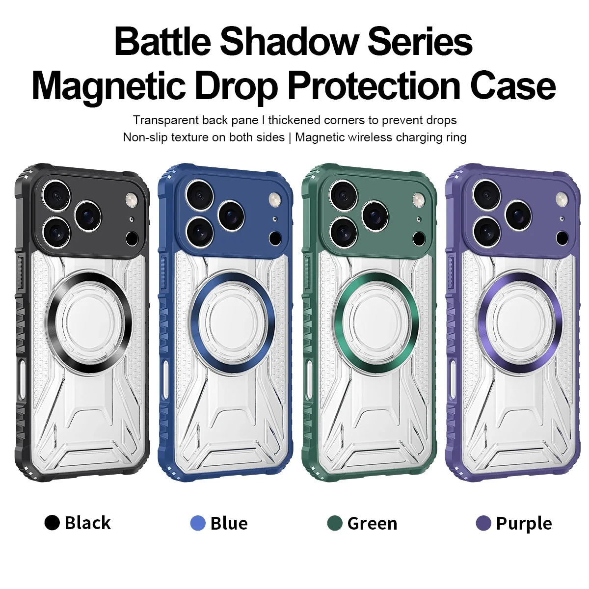 Shockproof Armor Magnetic Case for IPhone 17 Air 16E 15 14 Plus 13 12 11 17 Pro Max for Magsafe Wireless Charging PC Hard Case