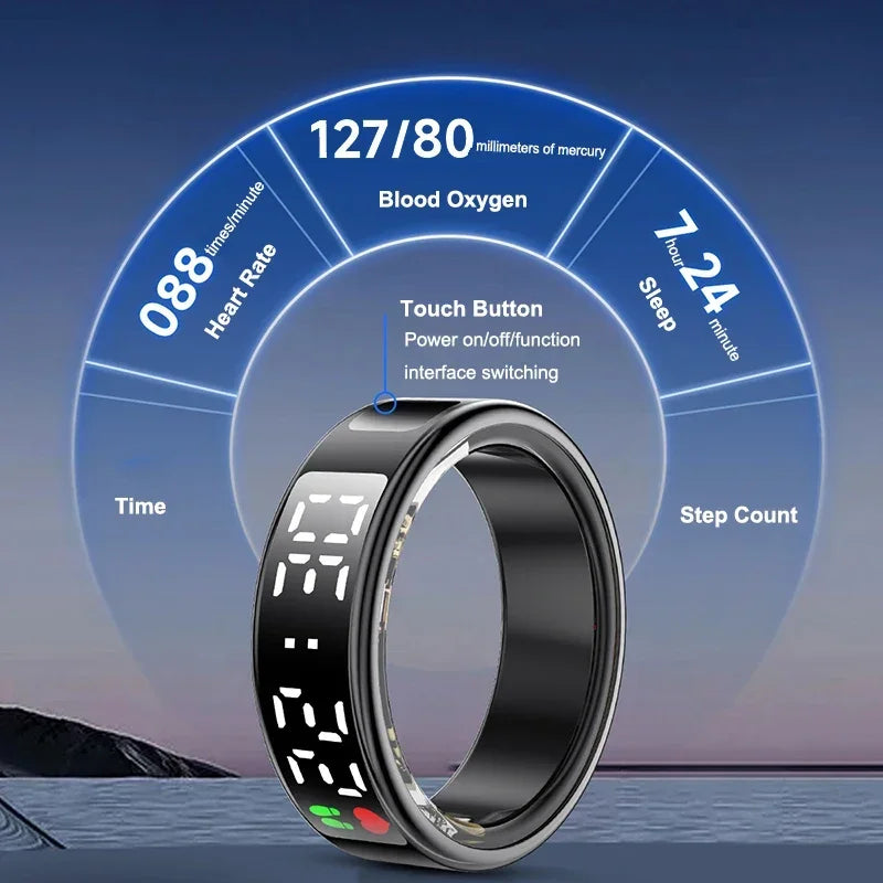 Smart Ring Multifunctional Health Tracker Heart Rate Blood Oxygen Monitor Brush Tiktok Waterproof Men Women Ring Sleep Fitness - covers4phones