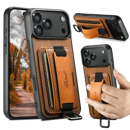 Luxury Case For iPhone 17 Pro Max 5G 2025 Wrist strap Leather Card Stand Funda For iPhone 17 Air Back Cover iPhone17 Pro Etui