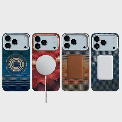For iPhone 17 pro max case carbon 600d kevlar aramid fiber magsafe fabric thin hard 17 Air cover magnetic balck Slim light red