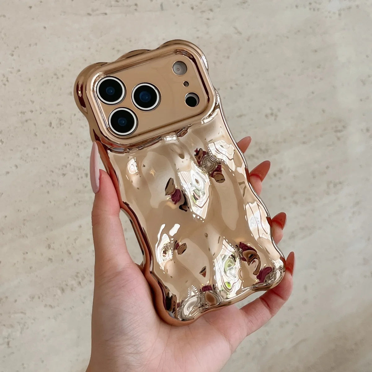 Luxury Curved Waves 3D Bubble Plating Phone Case For iPhone 17 Air 16 15 Plus 14 13 12 Pro Max 11 Shockproof Soft Glossy Cover