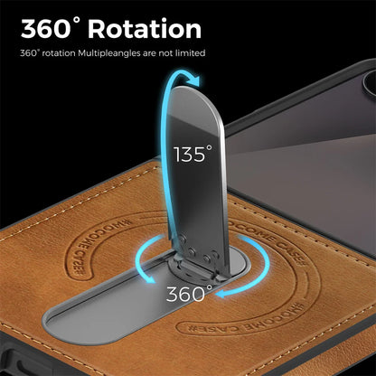 Luxury Invisible Fold Stand Magnetic Leather Phone Case For Samsung Z Flip 7 FE 6 5 4 3 5G For Magsafe Wireless Charging Cover