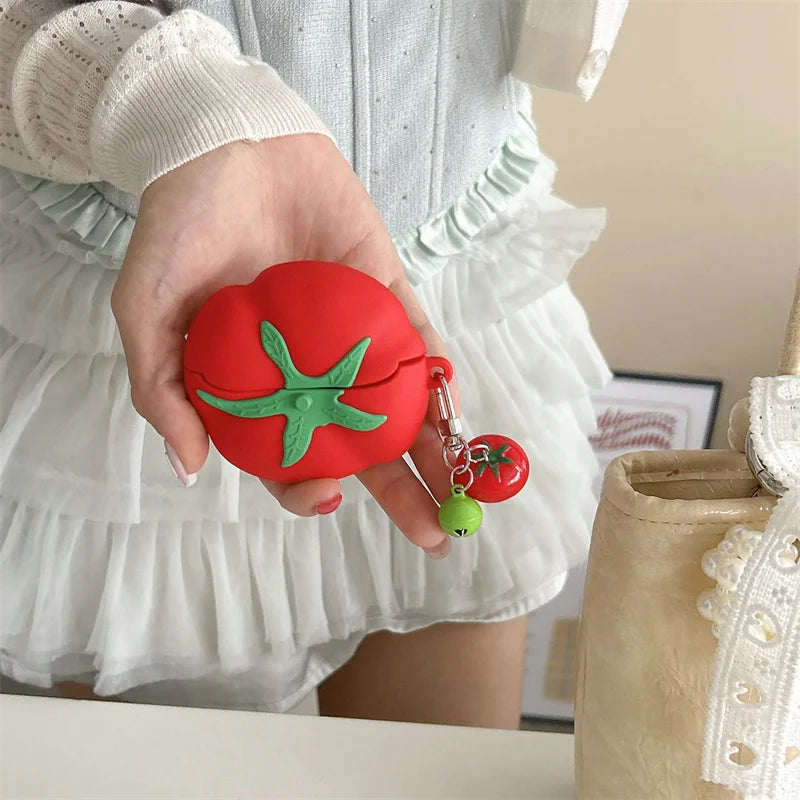 Shockproof Cute Tomato Silicone Earphone Case for Samsung Galaxy Buds 3 Buds 3 Pro Wireless Bluetooth Headset Protective Cover