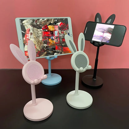 Pink Cartoon Little Rabbit Desktop Mobile Phone Stand Tablet Computer Stand Adjustable Telescopic Lift Student Lazy Person Stand