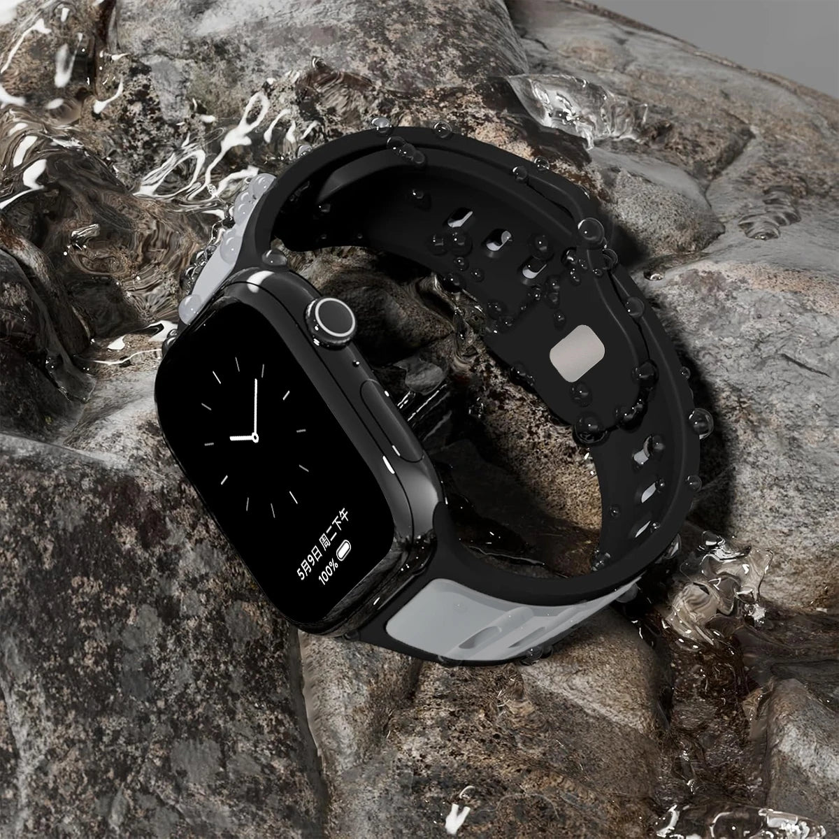 Silicone Strap for Apple Watch 49mm 46mm 45mm 44mm 42mm 41mm 40mm Sports Band for Iwatch Series 10 9 8 7 6 5 4 Se Ultra 1 2 Men