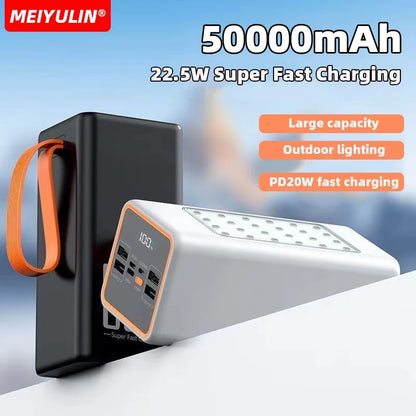 50000mAh Large Capacity Power Bank 30000mAh PortableUSB C 22.5W Fast Charging External Spare Battery For IPhone Xiaomi Samsung