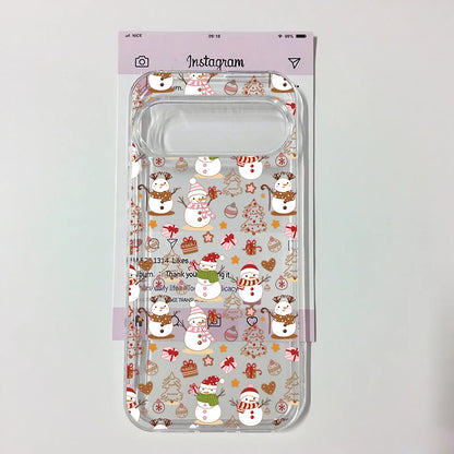 Cute Christmas Snowflake Santa Phone Case For Google Pixel 9 Pro 10 8 Pro 10 Pro XL 5G 6 7 8 8A Lovely Clear Soft TPU Cover Capa