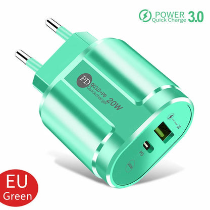 2 Ports USB Charger Quick Charge 3.0 PD 20W Type C Phone Charger Fast Charging Adapter For iPhone 13 12Pro Huawei Xiaomi Samsung