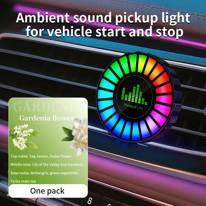 1x Car Music Rhythm Lamp with Fragrance Air Outlet Aromatherapy Air freshener perfume Voice App Control Rhythm Diffuser  RGB