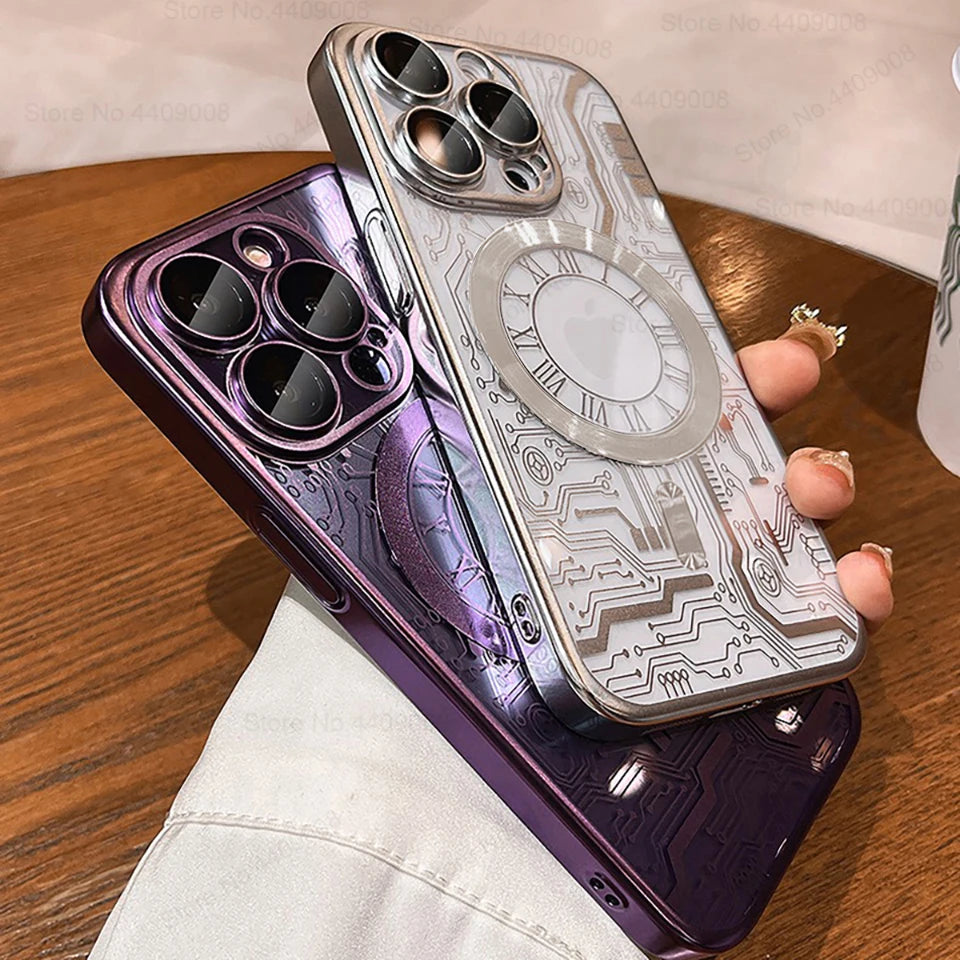 Luxury Plating For Magsafe Wireless Charge Case For iPhone 11 12 13 14 15 16 Pro Max Plus Phone Cases Soft Magnetic Bumper Cover