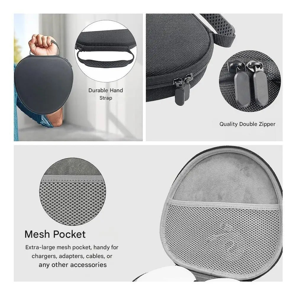 Large Earphone Hard Case with Mesh Pocket EVA Protective Case Waterproof Headphone Carrying Case for AirPods Max Headphones