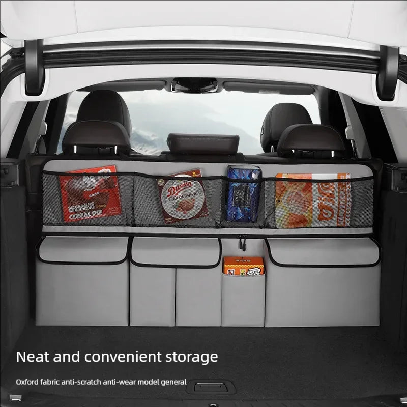 Car trunk storage bag SUV car seat back hanging bag Multi functional storage mesh bag Car interior storage items