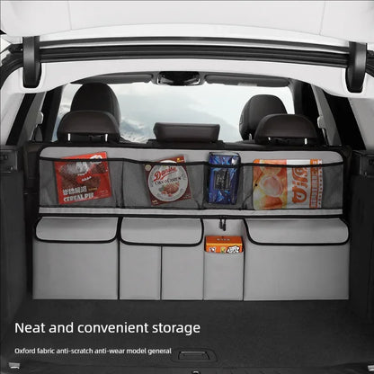 Car trunk storage bag SUV car seat back hanging bag Multi functional storage mesh bag Car interior storage items