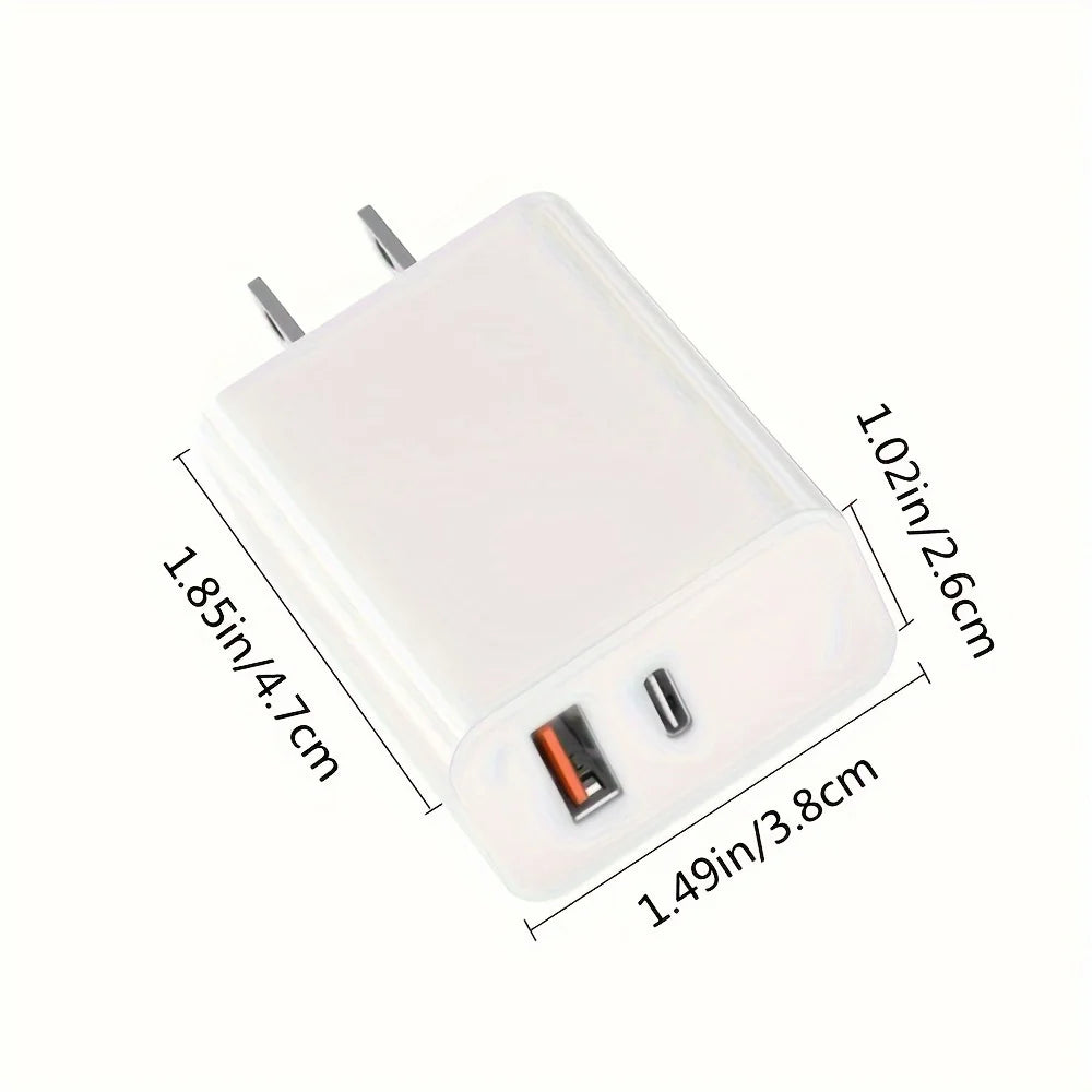 20W dual wall charger with 6-foot QC+PD 3.0 USB C power adapter, suitable for iPhone 14/14 Pro/13/15/15 Pro/XS/XR