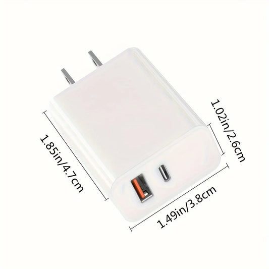 20W dual wall charger with 6-foot QC+PD 3.0 USB C power adapter, suitable for iPhone 14/14 Pro/13/15/15 Pro/XS/XR