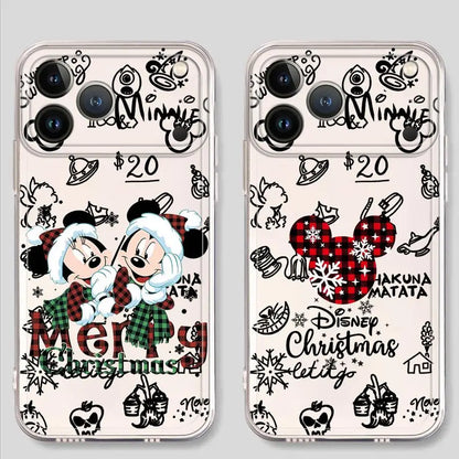 Soft Phone Cover Case for iPhone 7 8 12 Mini 17 Air 16 15 14 Plus XR 13 12 11 Pro MAX 16e Christmas Fummy Mickey Minnie