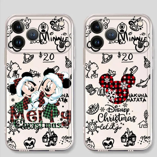Soft Phone Cover Case for iPhone 7 8 12 Mini 17 Air 16 15 14 Plus XR 13 12 11 Pro MAX 16e Christmas Fummy Mickey Minnie
