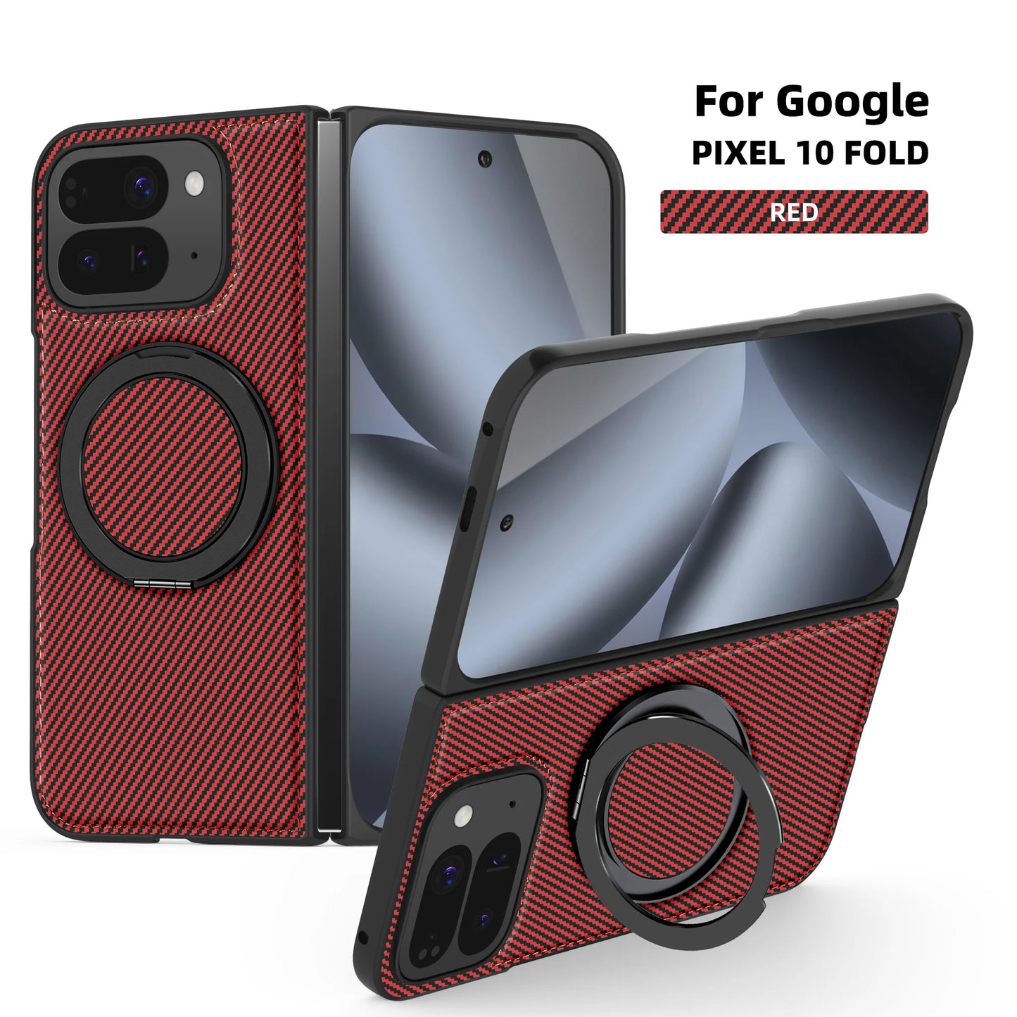 For Google Pixel 10 Pro Fold/Pixel 9 Pro Fold Kevlar 360 Rotating Magnetic Ring Wireless Charging Phone Case Protective Cover