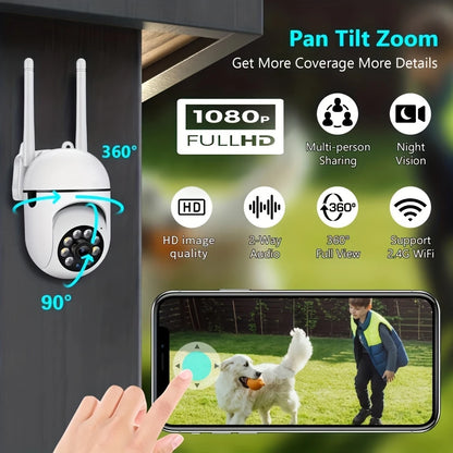 Ease Life APP Wireless 1080P HD Indoor/Outdoor WiFi Security Camera, Color Night Vision, 2-Way Audio, 360° Black Y108