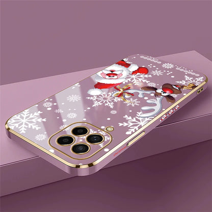 Christmas Deer Printed Phone Case For Samsung Galaxy M42 5G M62 M32 M22 M12 M54 M53 M33 M51 M02 M30S M13 Plating Soft Cover