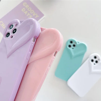 Love Heart Protect Lens Phone Cases For IPhone 16 15 14 13 12 11 Pro Xs Max XR 7 8 Plus SE2/SE3 TPU Shockproof Back Cover
