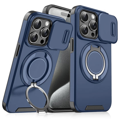 360°Rotating Hidden Metal Ring Car Holder Soft TPU+Hard PC Bumper Phone Case For IPhone 15 Pro Max 13 12 11 14 16 Pro Max Plus