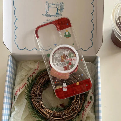 INS Korean Cute Snowflake Magsafe Griptok Magnetic Phone Stand Foldable Wireless Charger Case for IPhone 17Pro Xiaomi Christmas