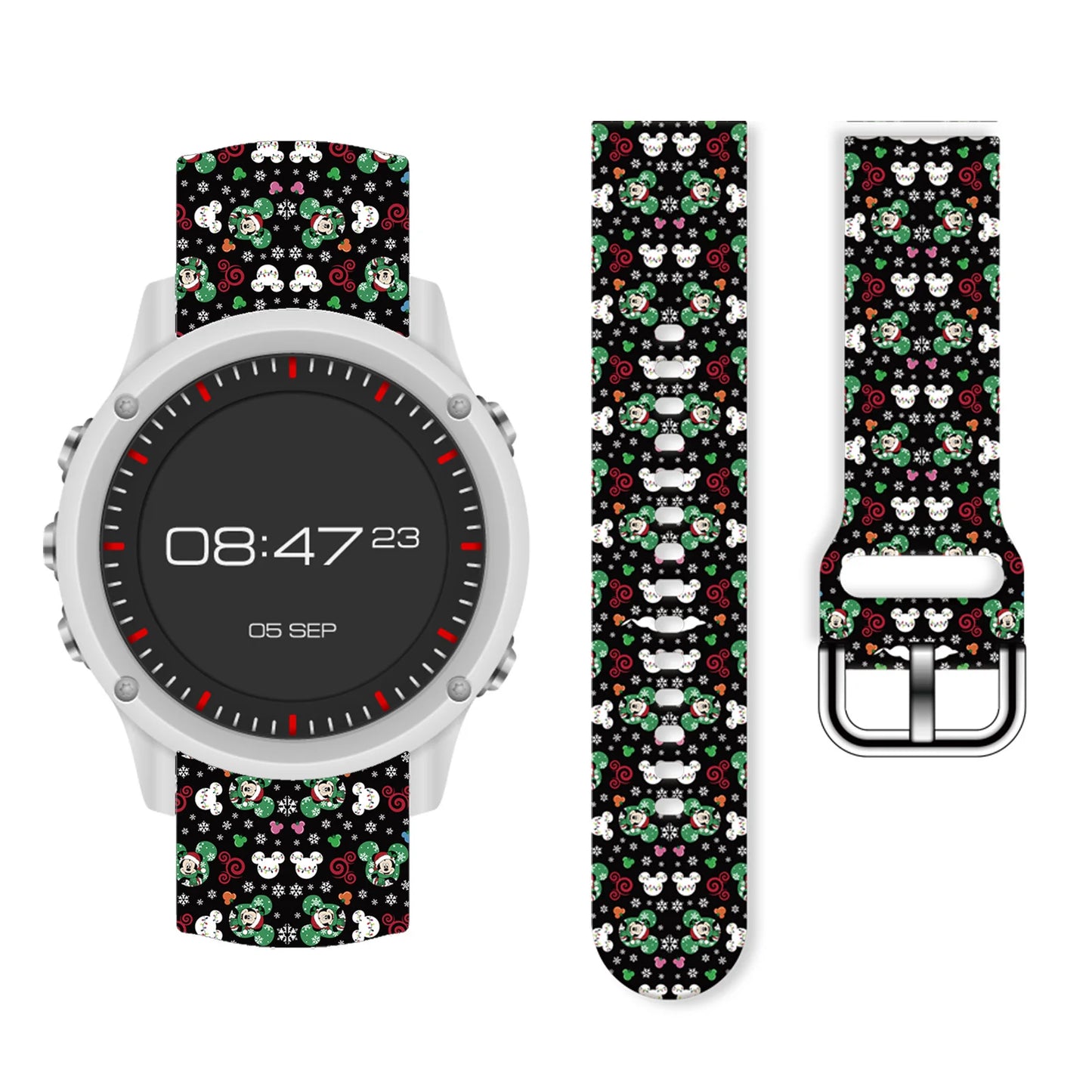 20mm Mich Christmas 1 Printed Strap for Samsung Galaxy Watch 7/6/5/4 40mm 44mm Band Replaceable Bracelet 22mm for Xiaomi Amazfit