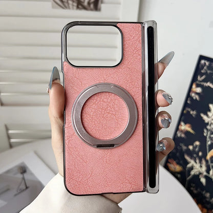 For Google Pixel 10 Pro Fold Case ELVEV Magnetic Luxury Plain PU Leather with Rotatable Ring Stand Phone Cover