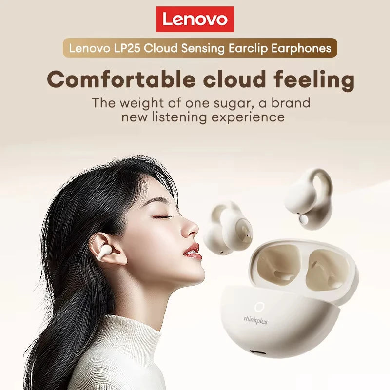 Origina Lenovo LP25 Bluetooth V5.4 Earphones Multi-function Ear-clip Design Headphones Fast Charging With Type-C Port Earbuds