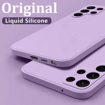 Case For Samsung Galaxy S24 S23 S22 S25 Ultra S24 FE A56 A55 A53 A52 A54 A16 A35 5G Shockproof Liquid Silicone Phone Cover Coque