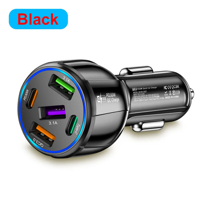 3 Ports PD Car Charger 90W Fast Charging USB QC3.0 Type C Car Phone Charger For iphone 15 Samsung Huawei Xiaomi Adapter in Car