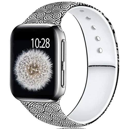 YAYUU Sport Band for Apple Watch Bands 40mm 41mm 44mm 45mm Floral Silicone Printed Pattern Straps for iWatch Series 7 6 5 4 3 SE