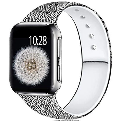 YAYUU Sport Band for Apple Watch Bands 40mm 41mm 44mm 45mm Floral Silicone Printed Pattern Straps for iWatch Series 7 6 5 4 3 SE