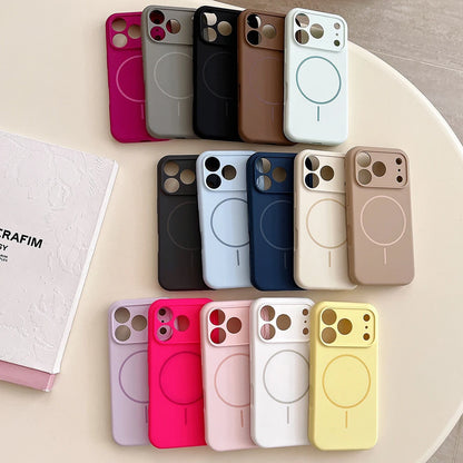 Desert Gold liquid silicone magnetic charging phone case for iPhone 17 16 15 14 13 12 Pro Max Air fine hole magsafe soft cover