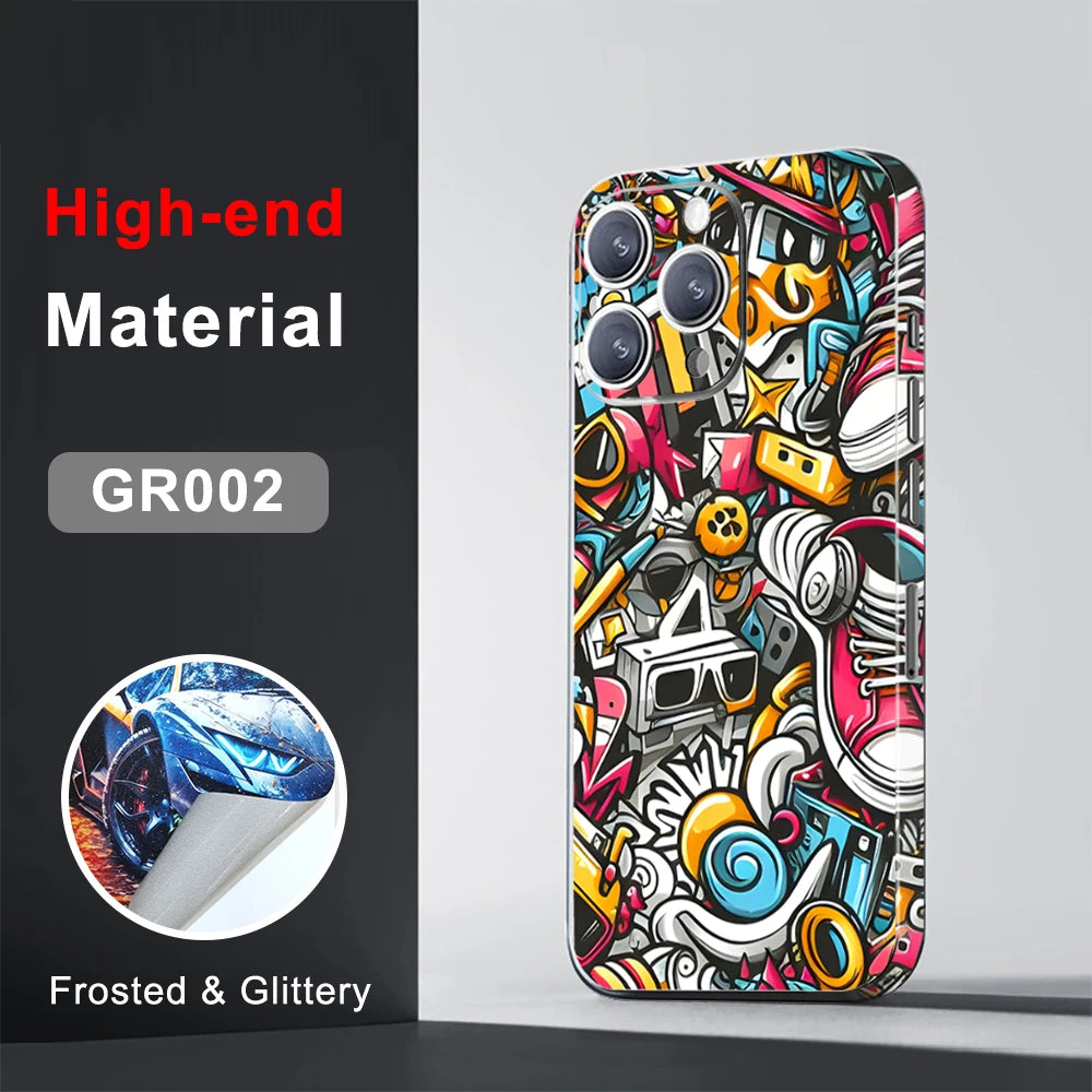 CASEKiTTY Skin Wrap Sticker Back Film For iPhone 15 Pro Max 14 Plus 13 12 Mini Protective Decal Side Frame Back Screen Protector