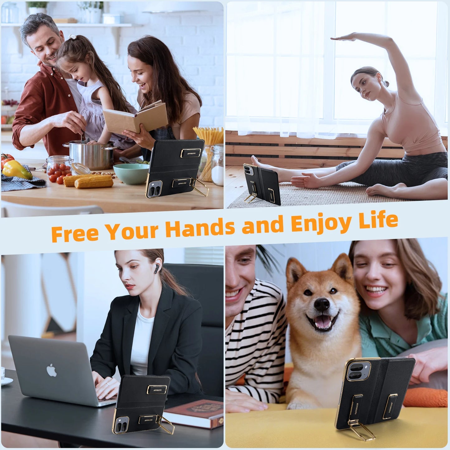 Eary for Google Pixel 10 Pro Fold Phone Case & 360°Rotatable Stand Magnetic Grip Band Leather Cover Shockproof Dual Strap Shells