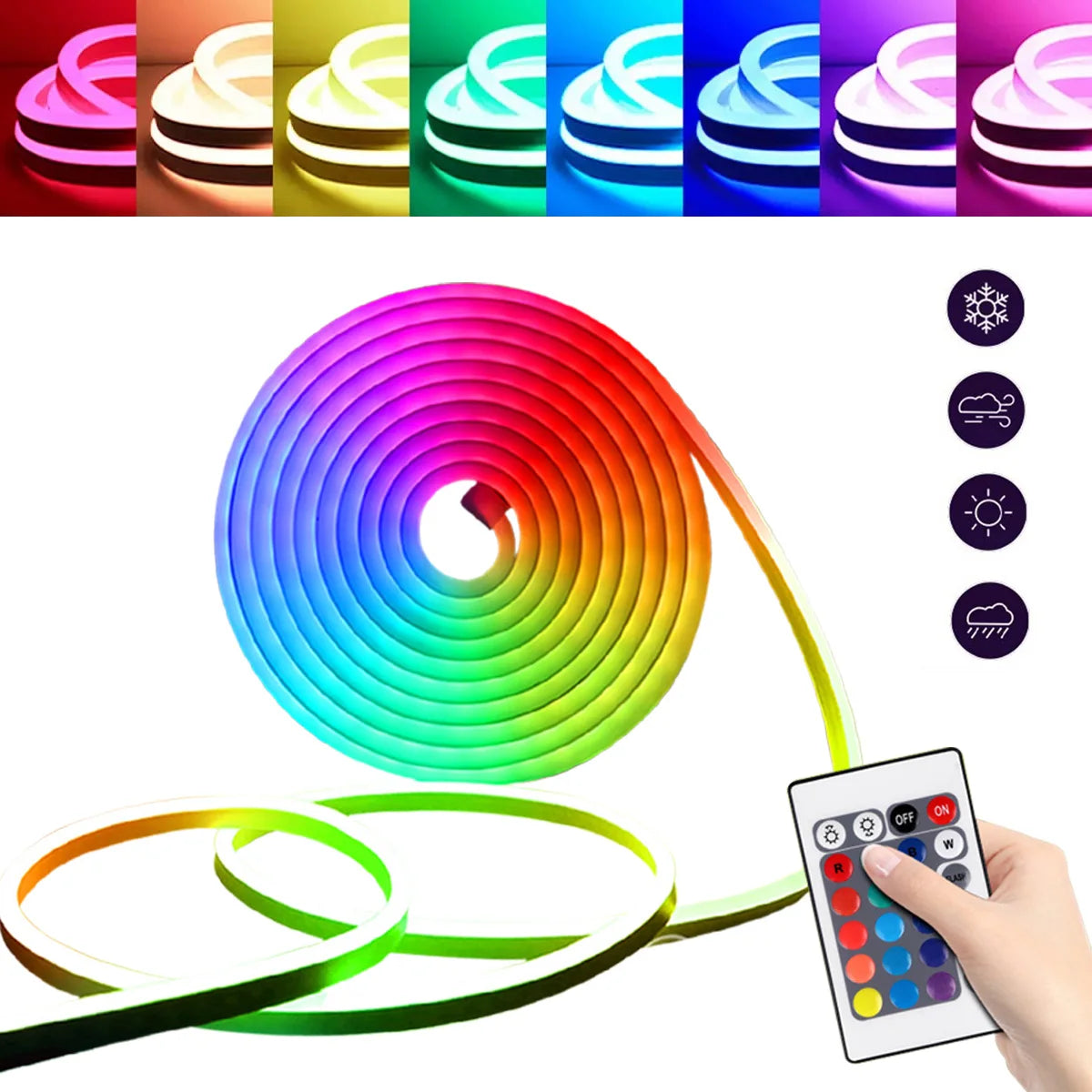 LED Neon Light Strip Rgb Dimming Flexible and Waterproof App Remote Control Dual Mode Built in Microphone for Voice Control