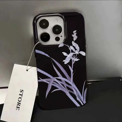 Lily Orchid Flower Print Soft Phone Case For iPhone 17PROMAX 16 15PRO 14 13 12 11PROMAX Shockproof Cover