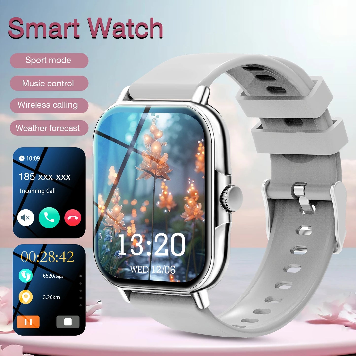 Smart watch, for men and women, wireless calling, fitness tracker, 2.01 inch screen, sports smart watch