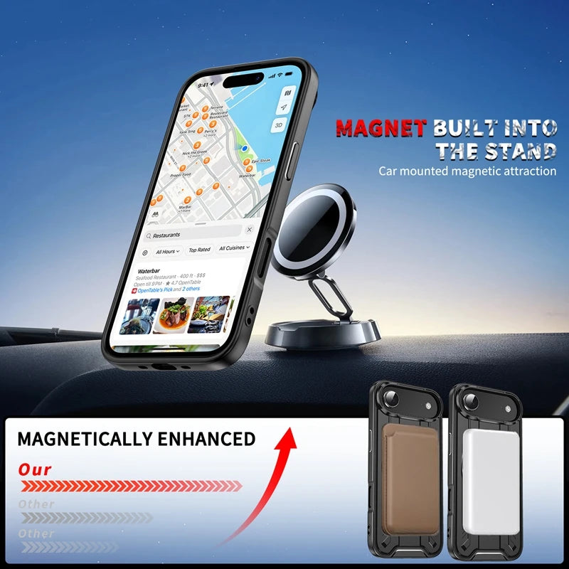 Magnetic Car Holder Ring Shockproof Armor Case For iphone 17 Pro Max 5G Camera Lens Protection Cover For iphone17 Air