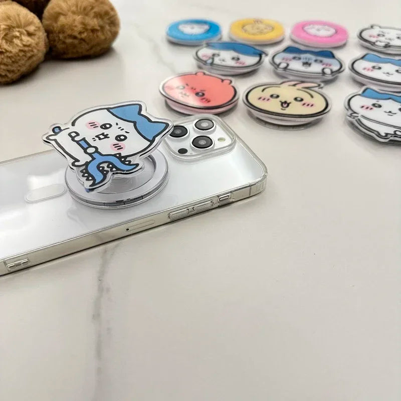 Cute Japan Anime Chiikawa usagi Hachiware For Magsafe Magnetic Phone Grip Tok Stand For iPhone Foldable Wireless Charging Holder