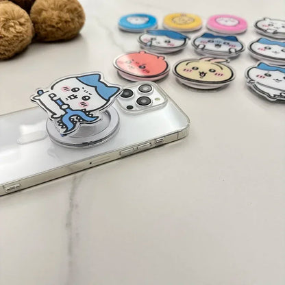 Cute Japan Anime Chiikawa usagi Hachiware For Magsafe Magnetic Phone Grip Tok Stand For iPhone Foldable Wireless Charging Holder