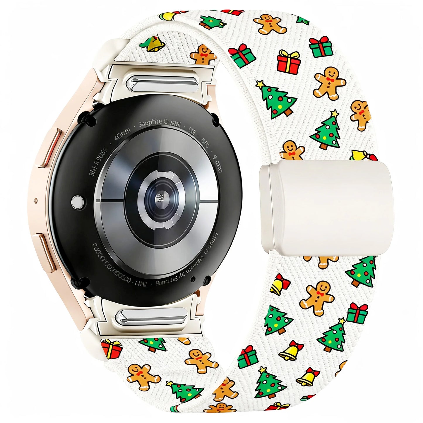 20mm Christmas Theme Nylon Stretchy Band Compatible With Samsung Galaxy Watch 7 6 5 4 FE Band 40mm 44mm/Galaxy Watch 5 Pro Band