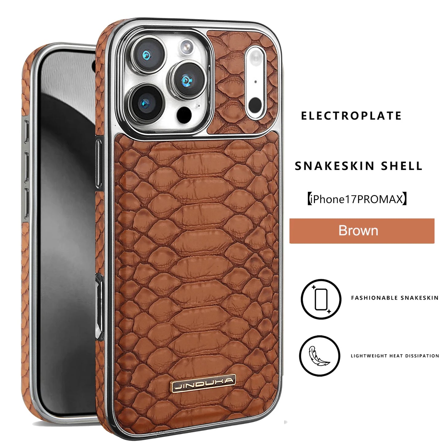 Luxury Fashion Snake-Patterned Leather Phone Case For iPhone 17 16 15 14 13 12 Pro Max 17Air  Inner Shell With Flannel Lining