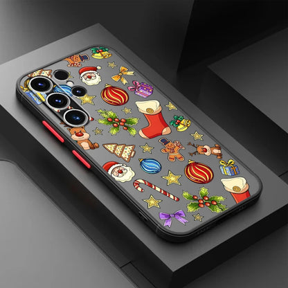 Back Phone Cover Case for Samsung Galaxy S23 Ultra S20 S21 S22 Plus S10 S9 S24 FE S25 Edge Cartoon Christmas Style Pattern