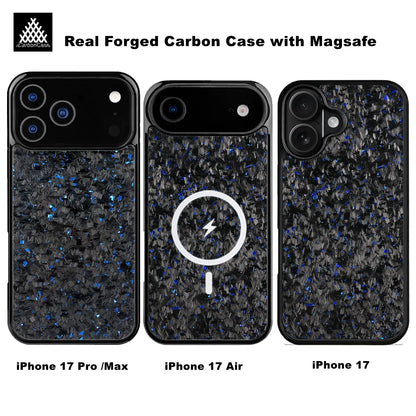 Magnetic Premium Glossy Real Forged Carbon Fiber Case for  iPhone 17 Air 17Pro 17 Pro Max Wireless Charging Cover with MagSafe