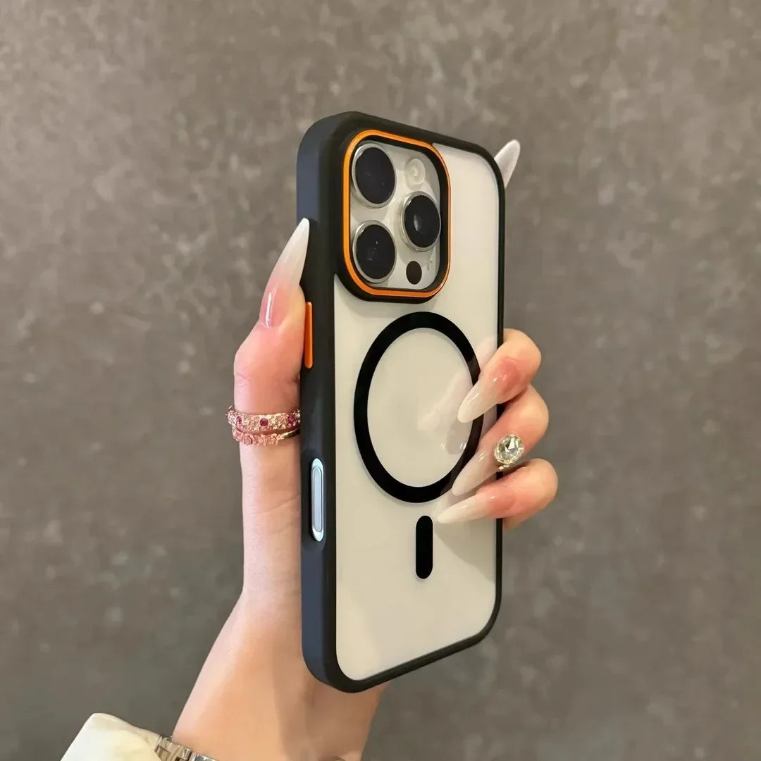 Luxury Transparent Magsasfe Case for iPhone 17 16 15 14 13 12 11 Pro Max Color Bumper Shockproof Magnet Wireless Charge Cover